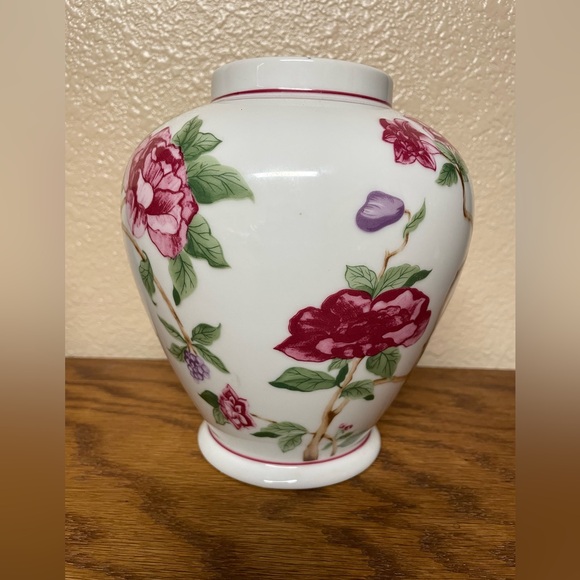 Vintage Taste Setter Sigma PLUMROSE by Gail Levitis Floral Vase Jar 7 1/2" Tall - Picture 10 of 11